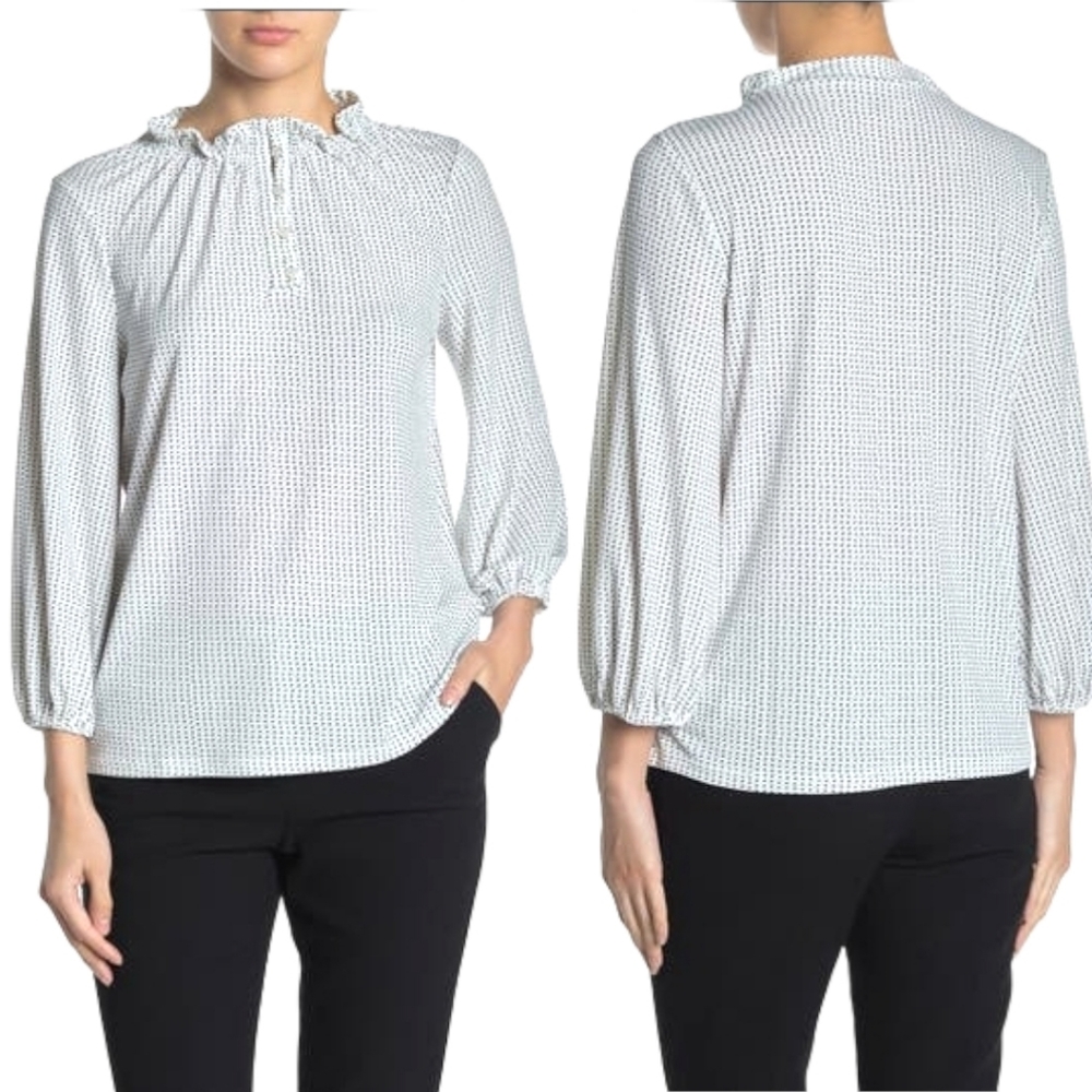 Adrianna Papell 3/4 Length Sleeve Print Blouse‎ M